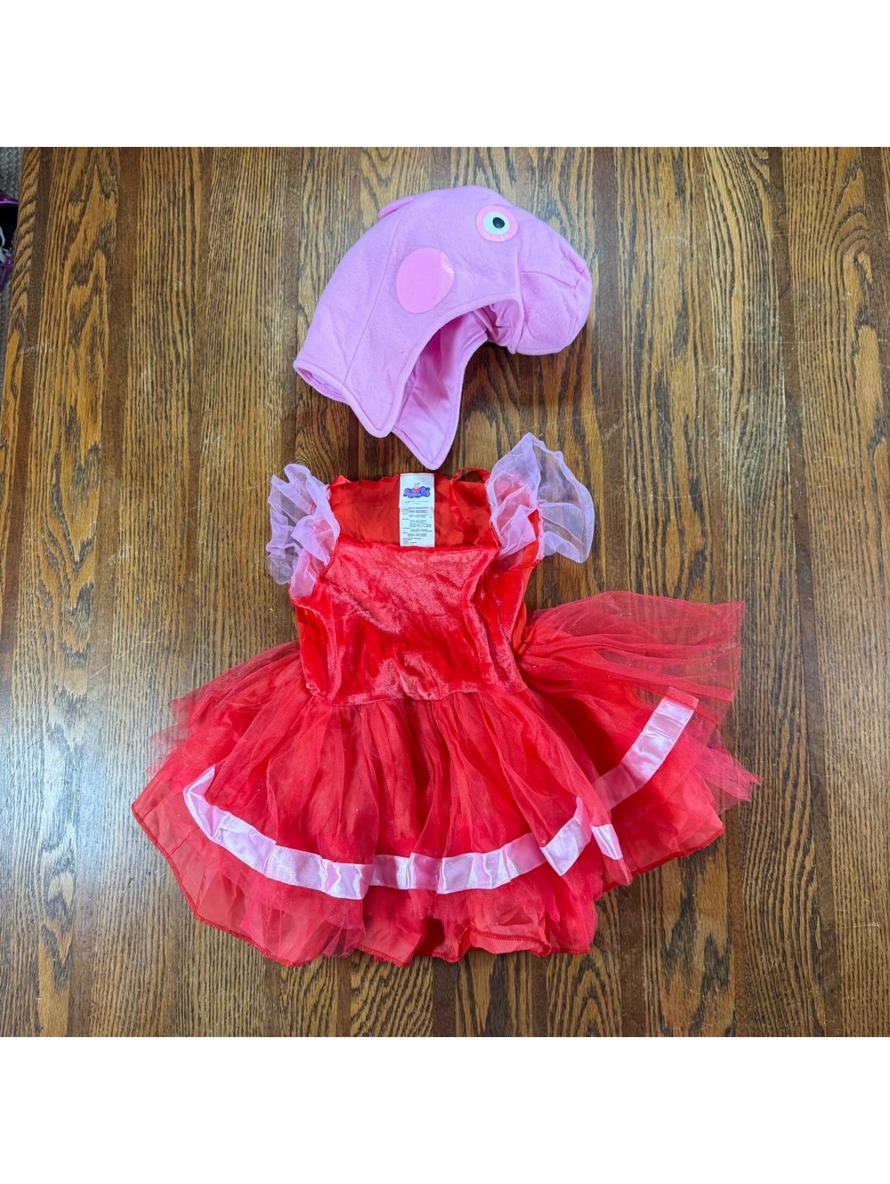 Peppa Pig Toddler Girls Costume Red Dress Pig Hat Toddler Size 2T
